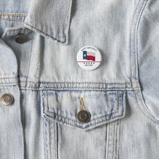 Texas Lone Star Flaggenname Personalisieren Geburt Button (Beispiel)