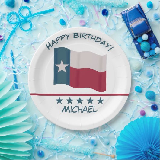 Texas Lone Star Flaggenname Personalisieren Geburt Pappteller (Party)
