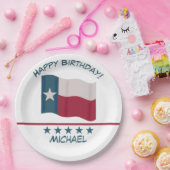Texas Lone Star Flaggenname Personalisieren Geburt Pappteller (Party)