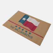 Texas Lone Star Flaggenname Personalisiert Fußmatte (Schrägansicht)