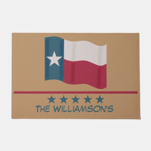 Texas Lone Star Flaggenname Personalisiert Fußmatte (Vorderseite)