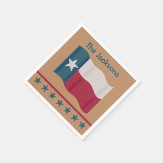 Texas Lone Star Flaggenname Personalisiert Tan Serviette (Ecke)