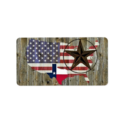 Texas Lone Star - Flaggenplan Adressaufkleber (Vorne)