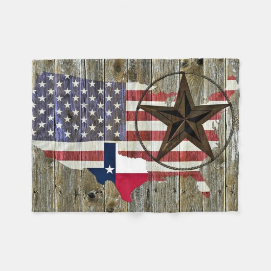 Texas Lone Star - Flaggenplan Fleecedecke (Vorderseite (Horizontal))