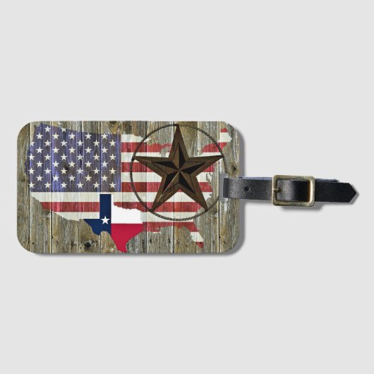 Texas Lone Star - Flaggenplan Gepäckanhänger (Vorderseite (Horizontal))