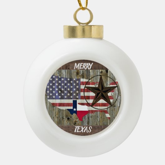 Texas Lone Star - Flaggenplan Keramik Kugel-Ornament (Vorderseite)