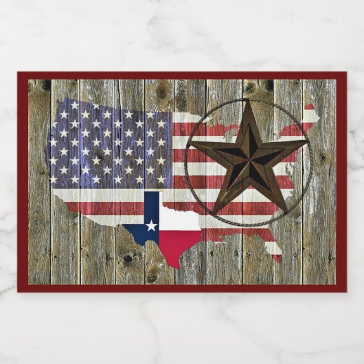 Texas Lone Star - Flaggenplan Lebensmitteletikett (Einzelnes Label)