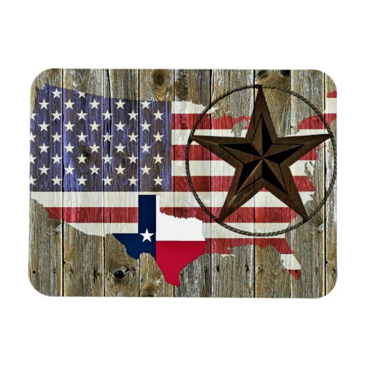 Texas Lone Star - Flaggenplan Magnet (Horizontal)
