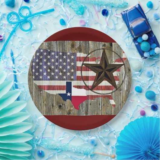 Texas Lone Star - Flaggenplan Pappteller (Party)