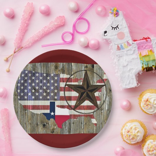 Texas Lone Star - Flaggenplan Pappteller (Party)