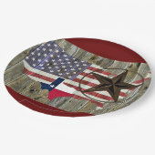 Texas Lone Star - Flaggenplan Pappteller (Schrägansicht)