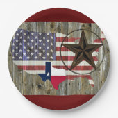 Texas Lone Star - Flaggenplan Pappteller (Vorderseite)