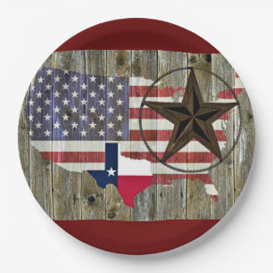 Texas Lone Star - Flaggenplan Pappteller