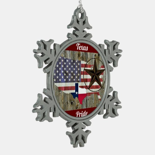 Texas Lone Star - Flaggenplan Schneeflocken Zinn-Ornament (Links)
