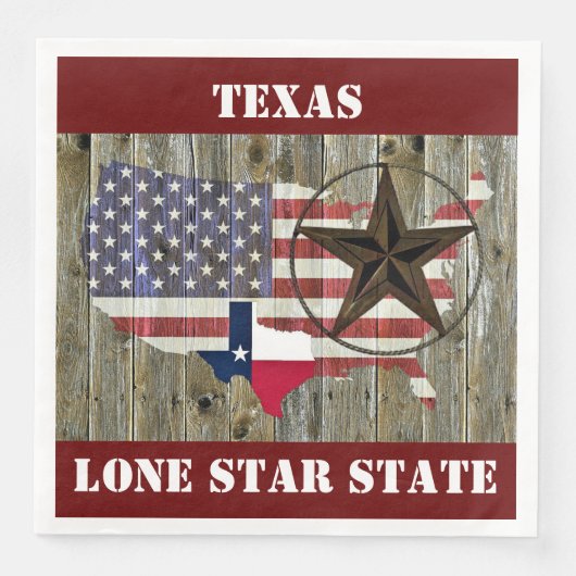 Texas Lone Star - Flaggenplan Serviette (Vorderseite)