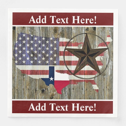 Texas Lone Star - Flaggenplan Serviette (Vorderseite)