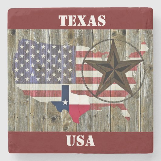Texas Lone Star - Flaggenplan Steinuntersetzer (Vorderseite)