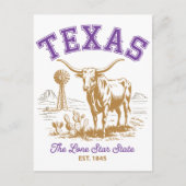 Texas Lone Star Staat Bull Illustration Travel Postkarte (Vorderseite)