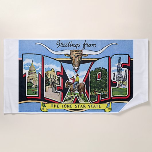 Texas Lone Star Staat Farbige Retro Beach Handtuch (Vorderseite)