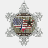 Texas Lone Star State Flag Karte Snowflake Pewter Schneeflocken Zinn-Ornament (Vorderseite)