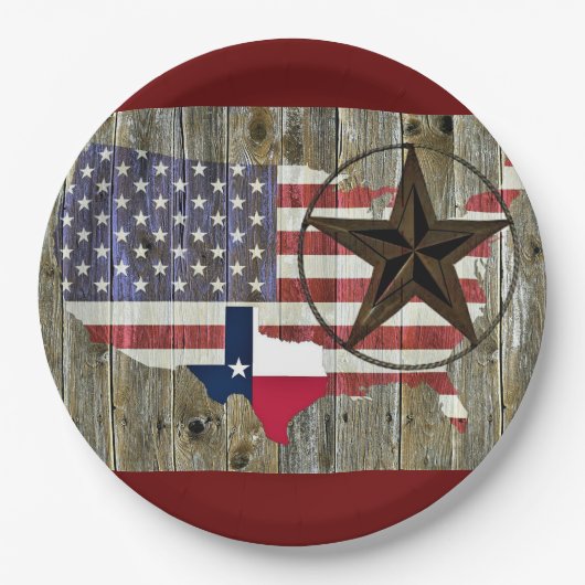 Texas Lone Star State Flagge Karte Pappteller (Vorderseite)