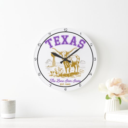 Texas Lone Star State Longhorn Große Wanduhr (Zuhause)