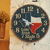 Texas Lone Star State map rustic cowboy Große Wanduhr