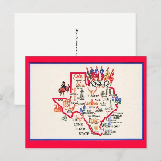 Texas - Lone Star State Postkarte (Vorne/Hinten)