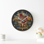 Texas Lone Star State RusticGift for Home Ranch Große Wanduhr (Zuhause)