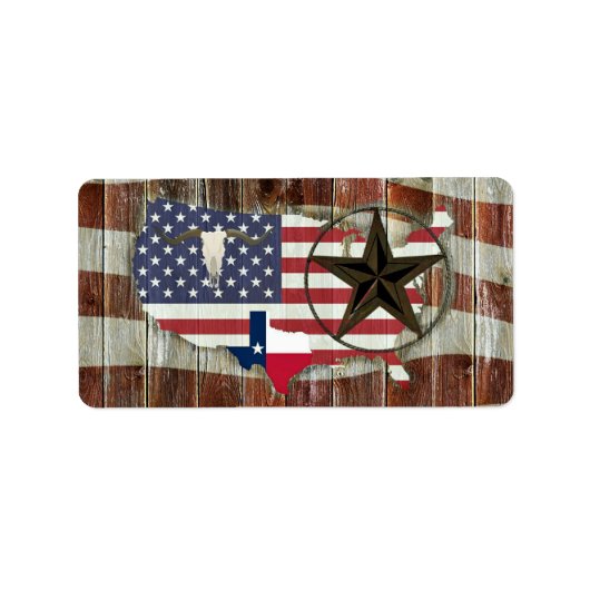 Texas Lone Star Texas Long Horn Adressaufkleber (Vorne)