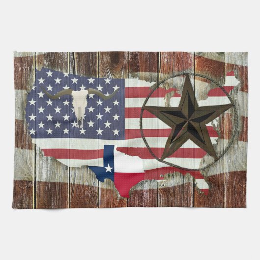 Texas Lone Star Texas Long Horn Geschirrtuch (Horizontal)