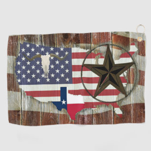 Texas Lone Star Texas Long Horn Golfhandtuch
