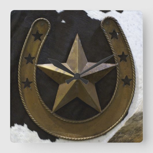 Texas Lone Star Wall Clock Quadratische Wanduhr (Vorderseite)