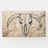 Texas Longhorn Bull Skull Banner (Horizontal)