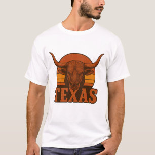 Texas Longhorn Bull Vintages Logo - Western Fire T-Shirt