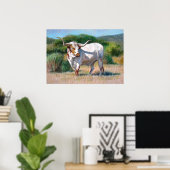Texas Longhorn Bull Western Art Tierposter Poster (Heimbüro)