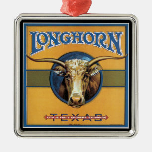 Texas Longhorn Cattle Silbernes Ornament