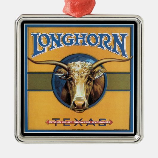 Texas Longhorn Cattle Silbernes Ornament (Vorne)