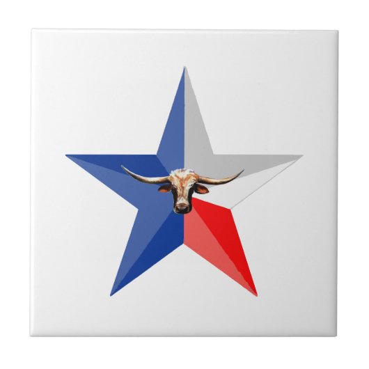 Texas Longhorn Das Symbol der Mehrfach-Power-Ware Fliese (Vorderseite)