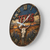 Texas Longhorn Große Wanduhr (Winkel)