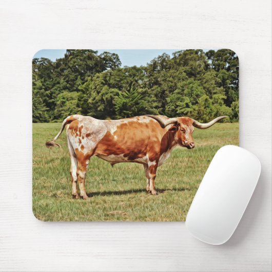 Texas Longhorn Kuh Art Mouse Pad Mousepad (Mit Mouse)