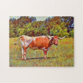 Texas Longhorn Kuh Art Puzzle (Horizontal)