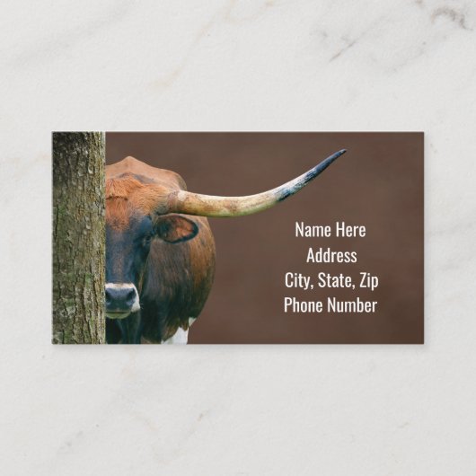 Texas Longhorn Kuh Business Cards Visitenkarte (Vorderseite)