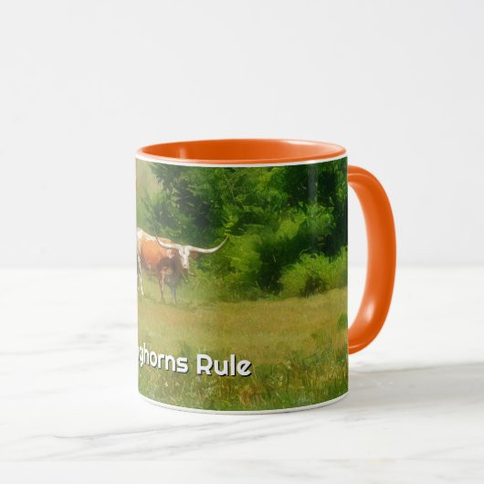 Texas Longhorn Kuh Farm Farm Tasse Cup (VorderseiteRechts)