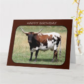 Texas Longhorn Kuh Happy Birthday (Big Size) Karte (Gelbe Blume)