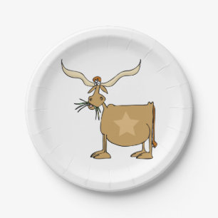 Texas Longhorn Kuh mit Stern Pappteller
