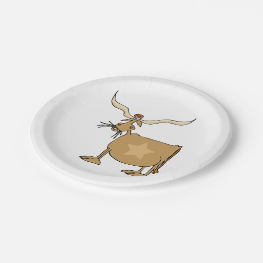 Texas Longhorn Kuh Pappteller (Schrägansicht)