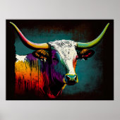 Texas Longhorn Kuh Pop Drucken Poster (Vorne)