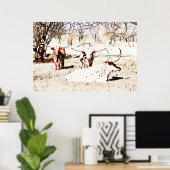 Texas Longhorn Kuh Rustic Art Poster (Heimbüro)