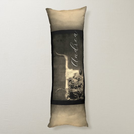 Texas Longhorn Kuh sepia Not fügen Sie Ihren Text Seitenschläferkissen (Rückseite (Vertikal))